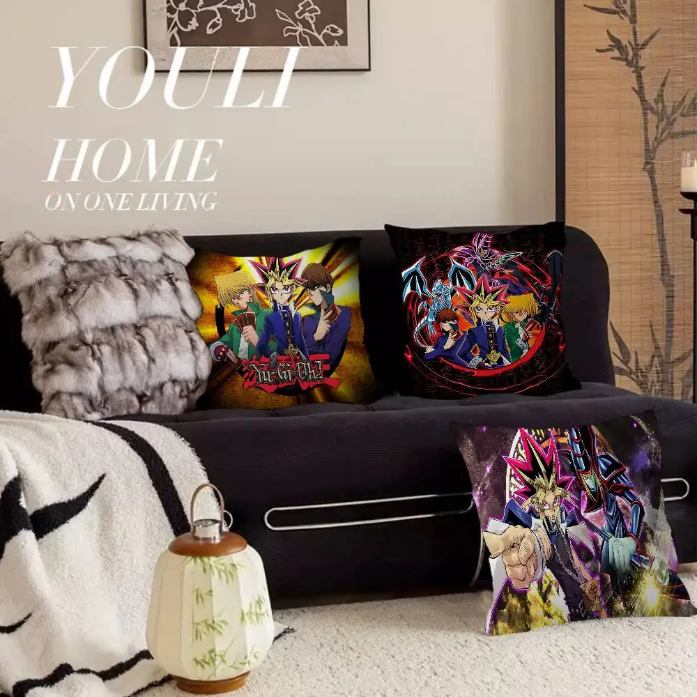 

Yu Gi Oh Anime Pillow Covers Cartoon Sofa Decorative Home Double-sided Printing Short Plush Cute Cushion Cover