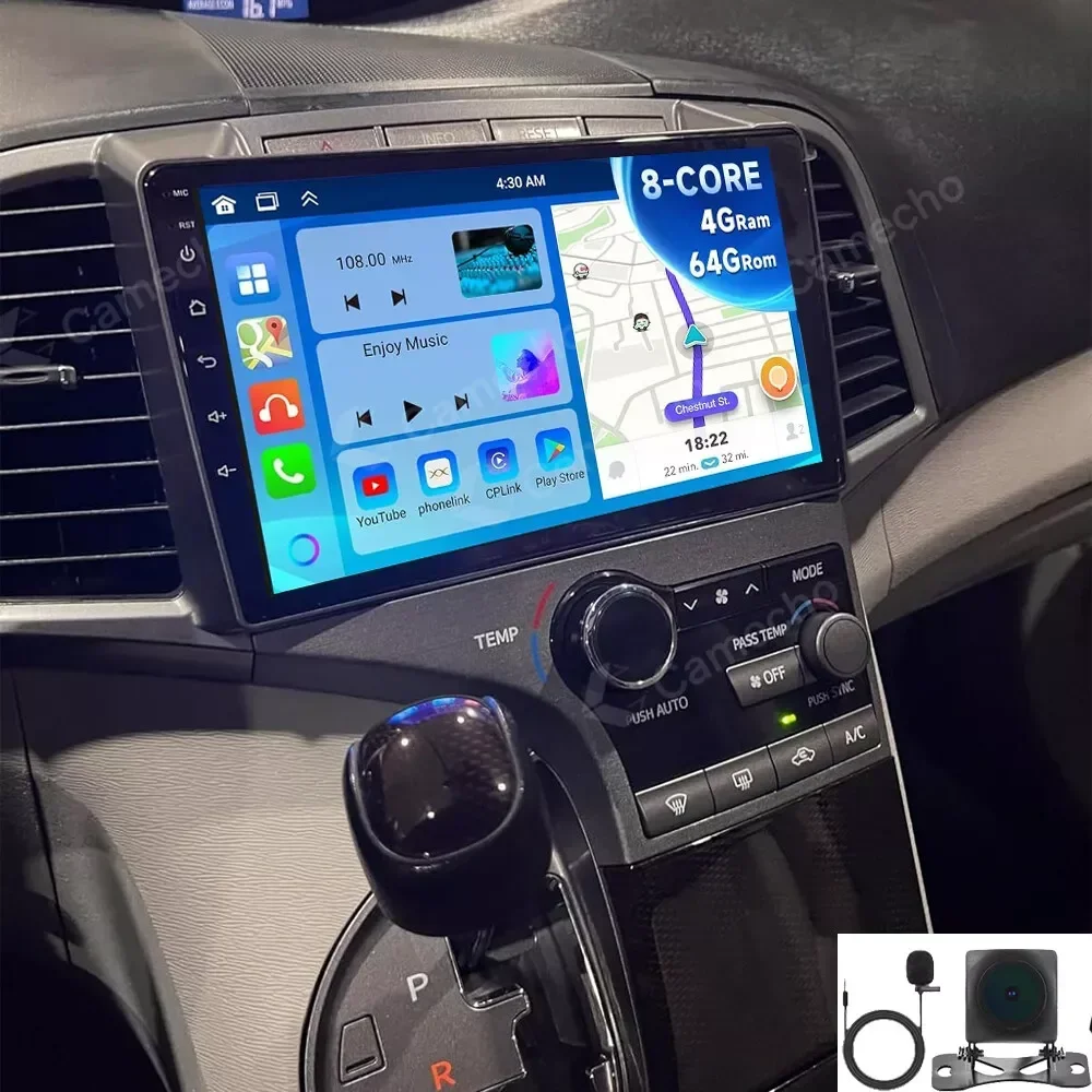 4 + 64 جيجابايت مشغل فيديو الوسائط المتعددة أندرويد 13 سيارة نظام تحديد المواقع راديو ستيريو واي فاي اللاسلكية Carplay أندرويد السيارات لتويوتا فينزا 2008-2016 9" #2