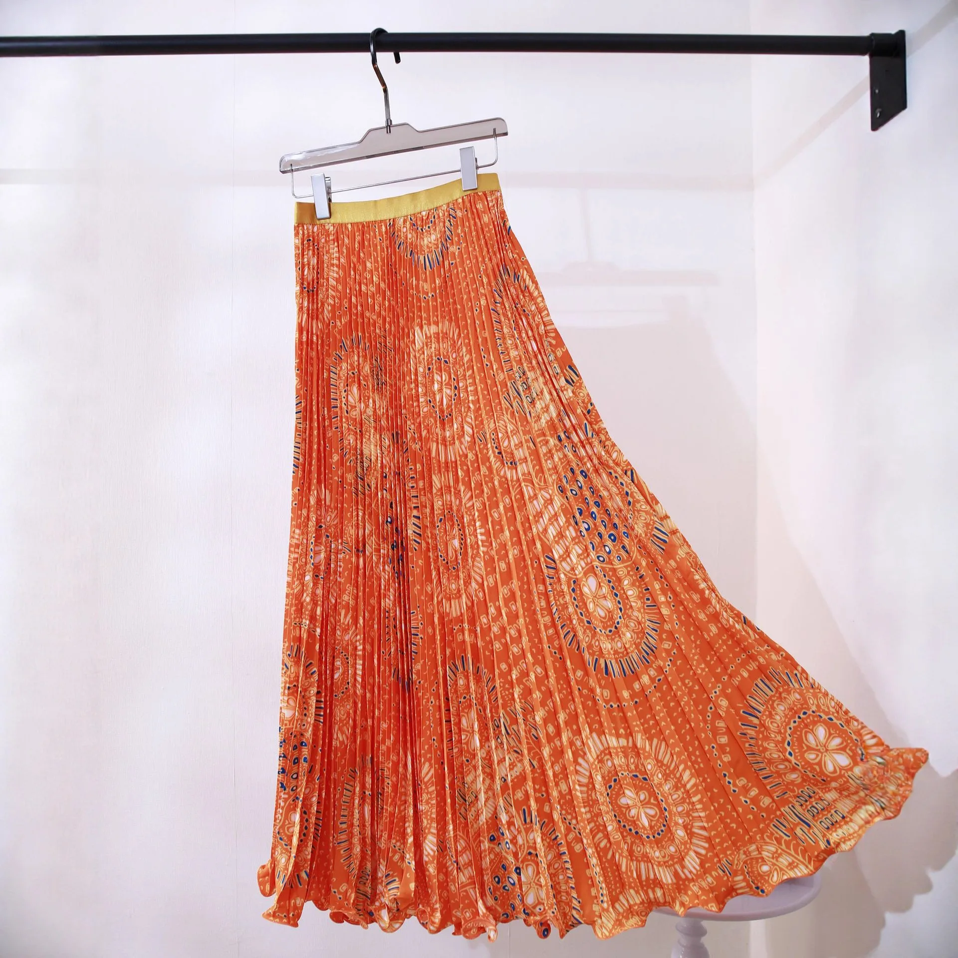 

Элегантная винтажная юбка с принтом, классическая универсальная модель А-силуэта, длинная юбка для повседневной носки, этнический сценический костюм, зимняя коллекция