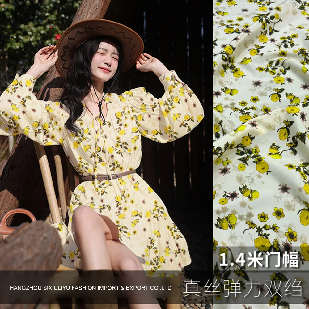 

Шелковая стрейчевая креп-ткань с принтом, ширина 140 см, 100% фототкань для рубашек и платьев, оптовая продажа 2308