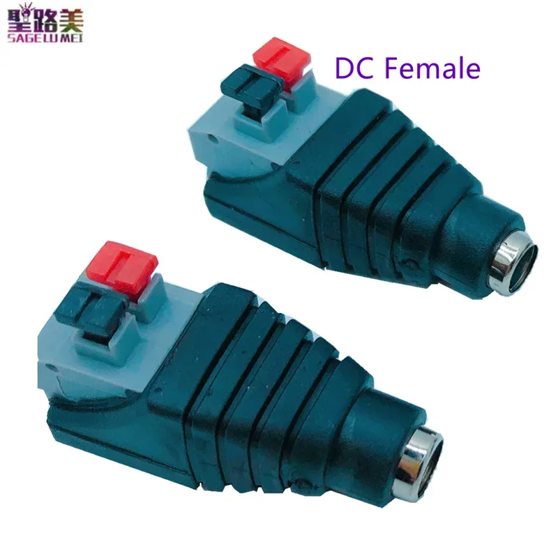 Drukknop Dc Power 5.5X2.1Mm Dc Mannelijke/Vrouwelijke Draad Connector Jack Plug Adapter Connector 12V Voor 5050 Led Strips Cctv Camera