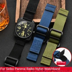 Nylon Watch Strap for Seiko Panerai Bibo Waterproof Sweat-Proof Hook and Loop Fastener Watchband Accessories 22 24mm Wristband