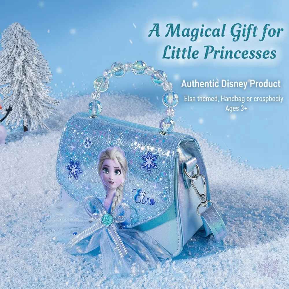 ديزني فروزن إلسا الأميرة بريق حقيبة كروسبودي لطيف الكرتون الترتر حقيبة يد للأطفال طفل الفتيات حقيبة كتف صندوق هدايا عيد الميلاد