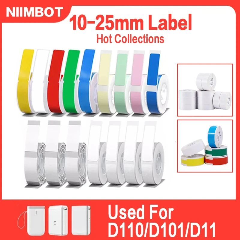 Niimbot D110 Mini Portable Printer Thermal Wire White/ Cable/Color/Round D11 D101 B18 Sticker Self Adhesive Waterproof Sticker