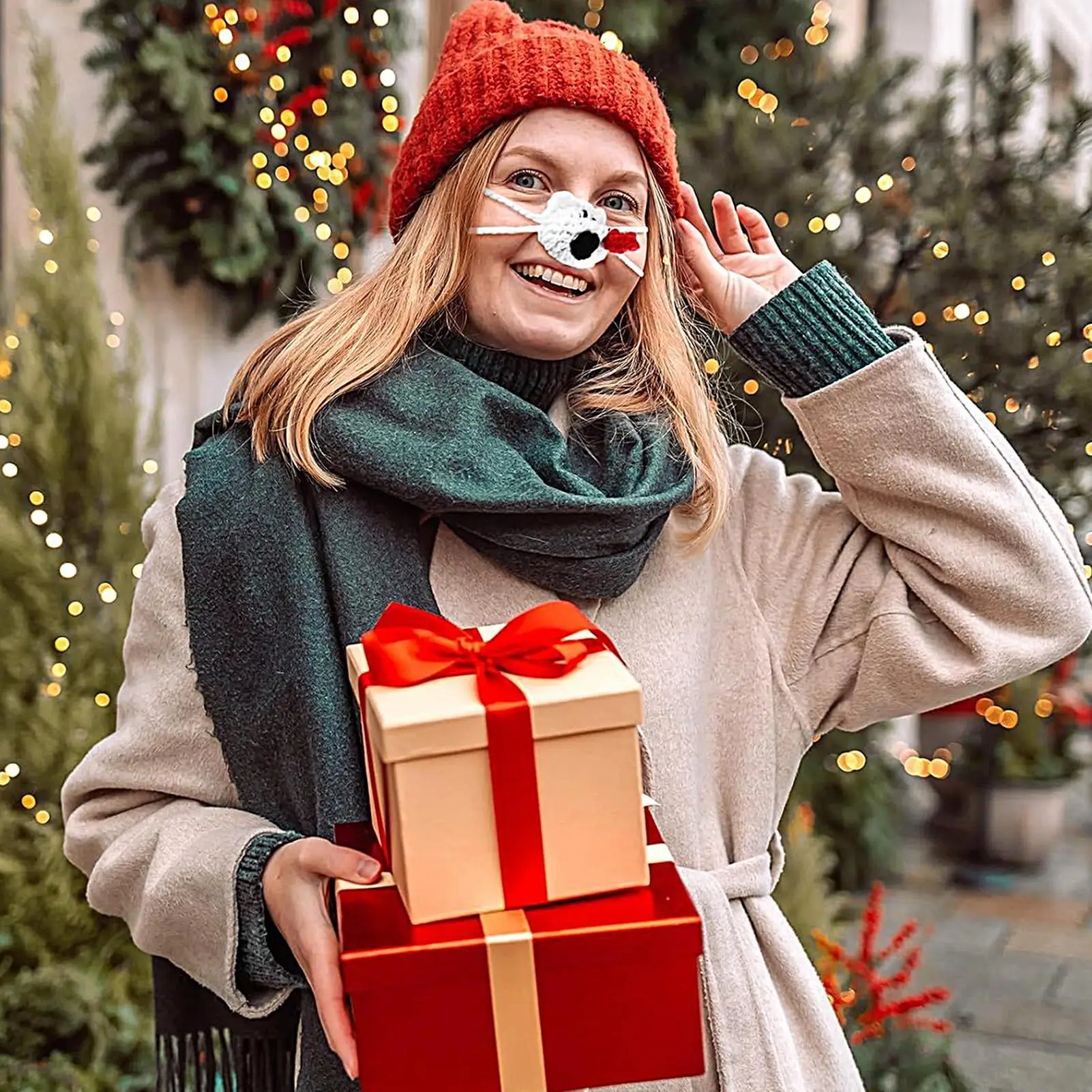 

Winter Nose Warmer Handmade Crochet Christmas Nose Cover Cold Weather Protection Knitted Crochet Nose Protector