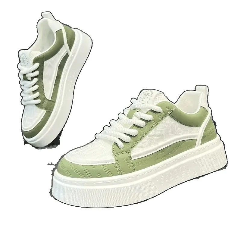 أحذية رجالية صيفية قابلة للتنفس، متعددة الاستخدامات، أحذية بيضاء كاجوال للشباب مضادة للانزلاق، أحذية رياضية بيضاء بنعل سميك