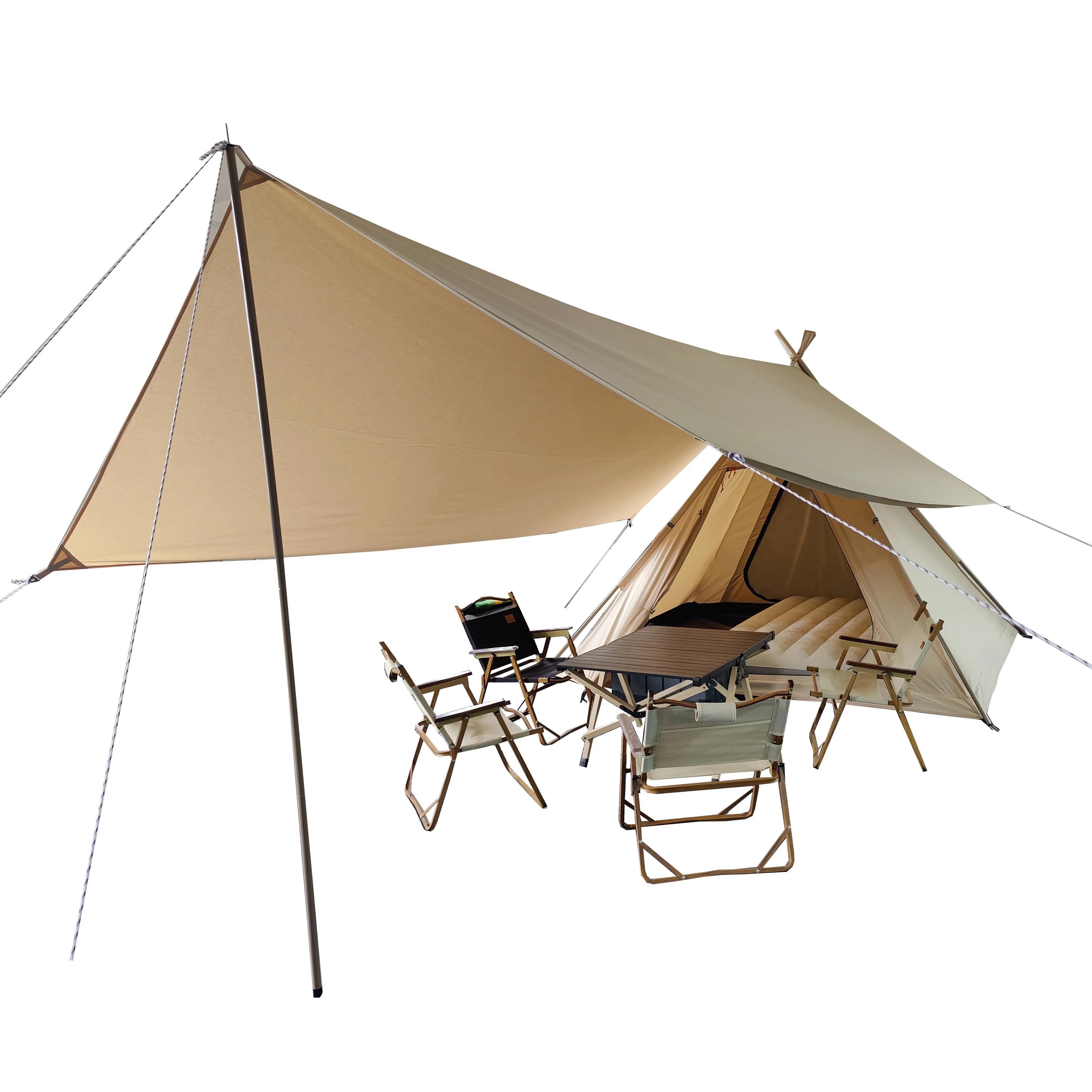 Camping Teepee Tent 4 Season Hiking Foldable Tent Picnic Teepee Tipi Tent with High Quality