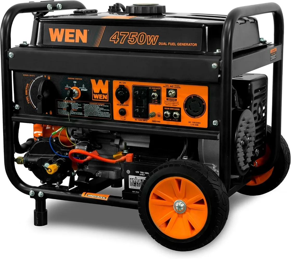 DF475T Dual Fuel 120V/240V Portable Generator with Electric Start Transfer Switch Ready, 4750-Watt, CARB Compliant