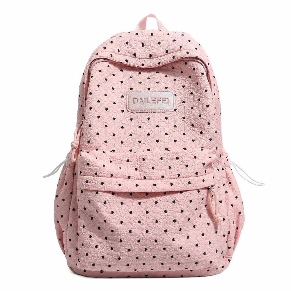 New Large Capacity Polka Dot Backpack Multifunctional Solid Color Schoolbags Lightweight Texture Students Mochilas Girls