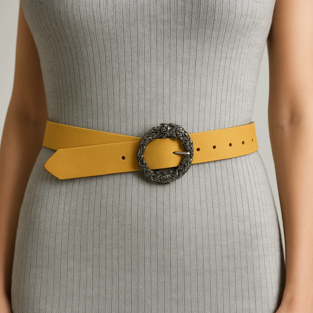 لينة زهرة ستوكات حزام سبيكة مقلد الجلود البوهيمي حزام Y2k السراويل الجينز الزخرفية زنار السيدات #1