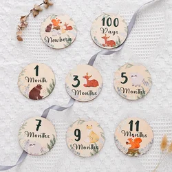 Baby Wooden Milestone Monthly Number Card Memorial Paper Made Newborn Birth Memorial Cards Ngraved Photography Accessories