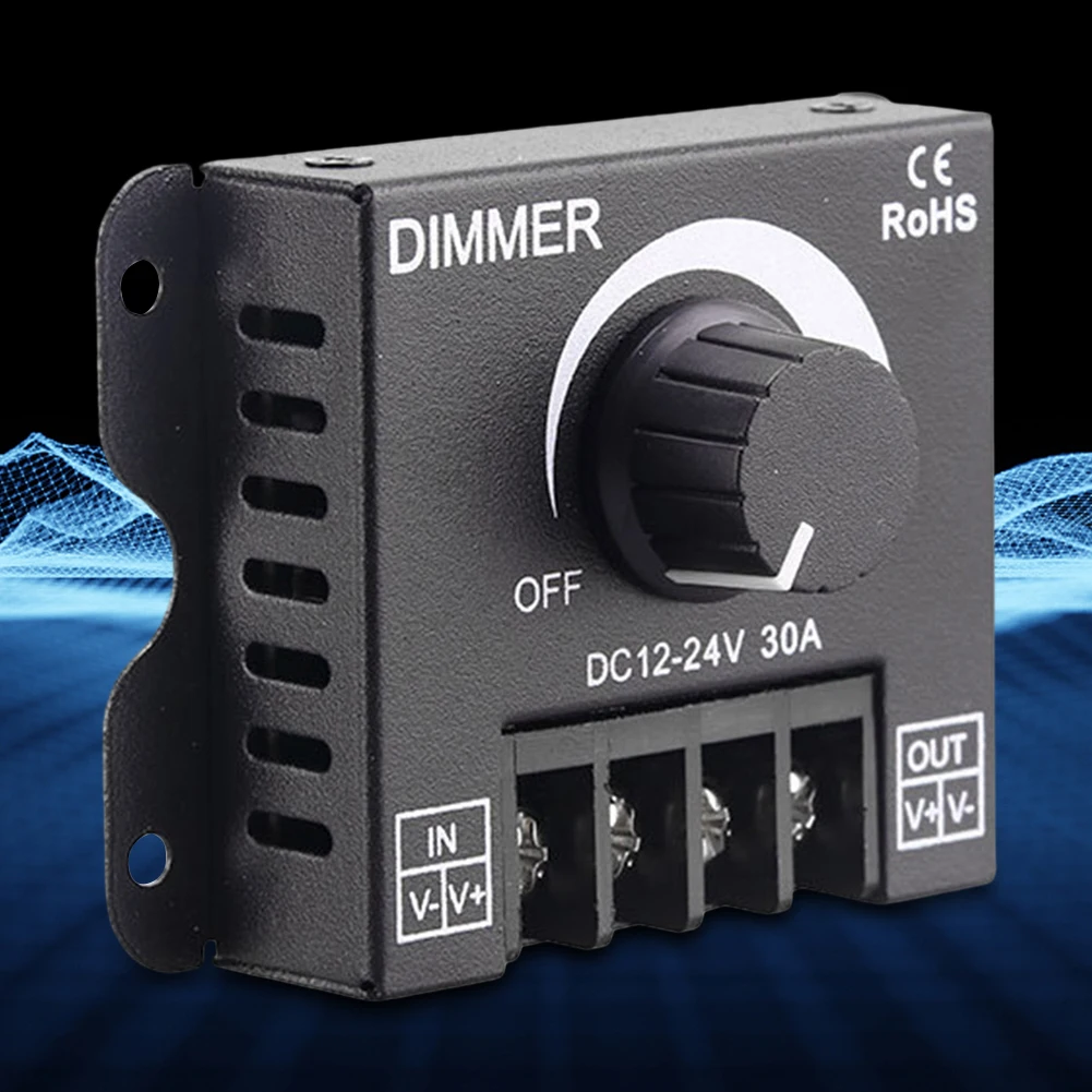 LED Light Strip Dimmer 30A DC12V 24V 360W Knop Helderheid Dimmer Controller voor Enkele Kleur LED Light strips