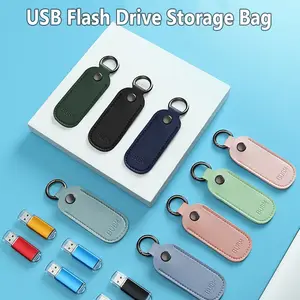 حقيبة قرص جلدية على شكل حرف U ، سلسلة مفاتيح ، محرك أقراص فلاش USB ، حقيبة تخزين ، غطاء واقي ، حافظة ميموري ستيك أعلى 10 مبيعات غطاء Pendrive - No5