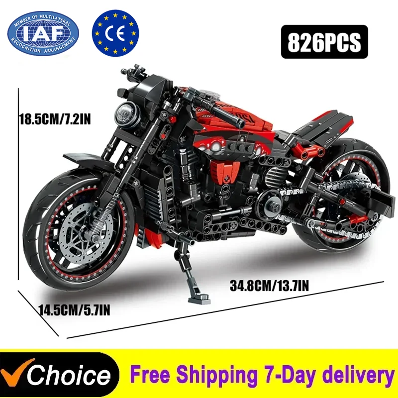 800+Pcs High-tech Classic Motorbike Building Model Blocks City Road Racer Bricks Moto Christmas Gifts Toys for Kid Boys Adult