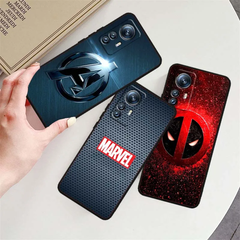 M-M-MarvelS شعار أنيمي غطاء ل Xiaomi Mi 15 14 13 13T 12 12T 12S 11 11i 11T Pro Ultra Lite 5G أسود ناعم #1