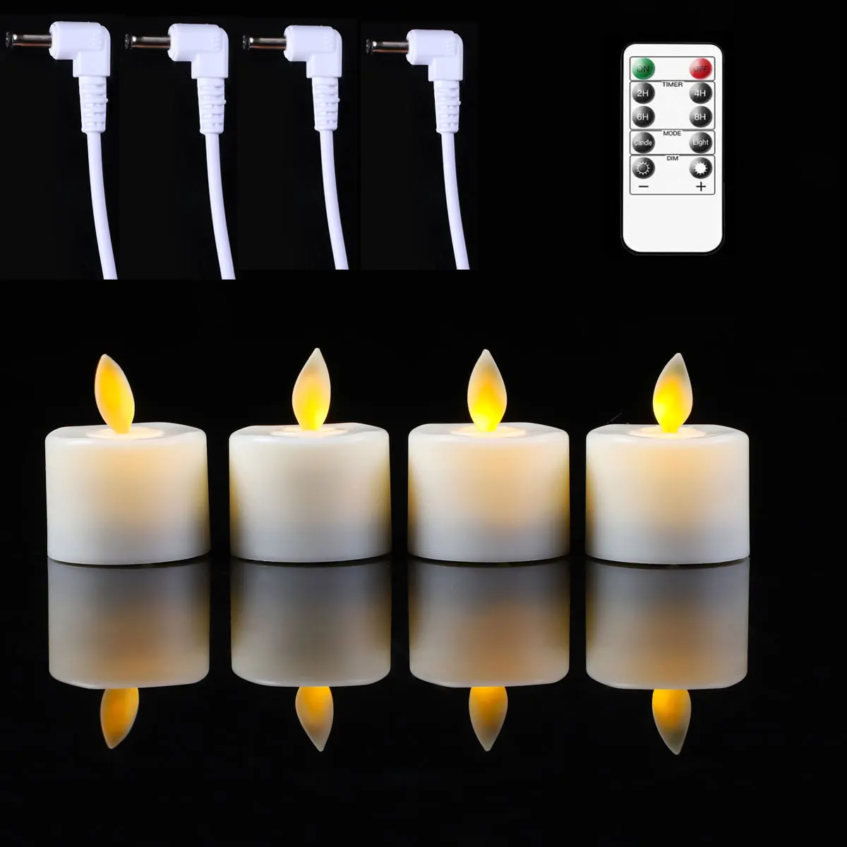 1/2/3/4 Pieces Rechargeable Moving Wick Tea Light Candles With Remote Control,Dancing Flame Votive Decorative Candles With Timer