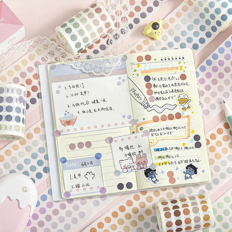 Morandi จุด Masking Washi เทปรอบตกแต่งกาวเทป Decora Scrapbooking สติกเกอร์ Label Stationery