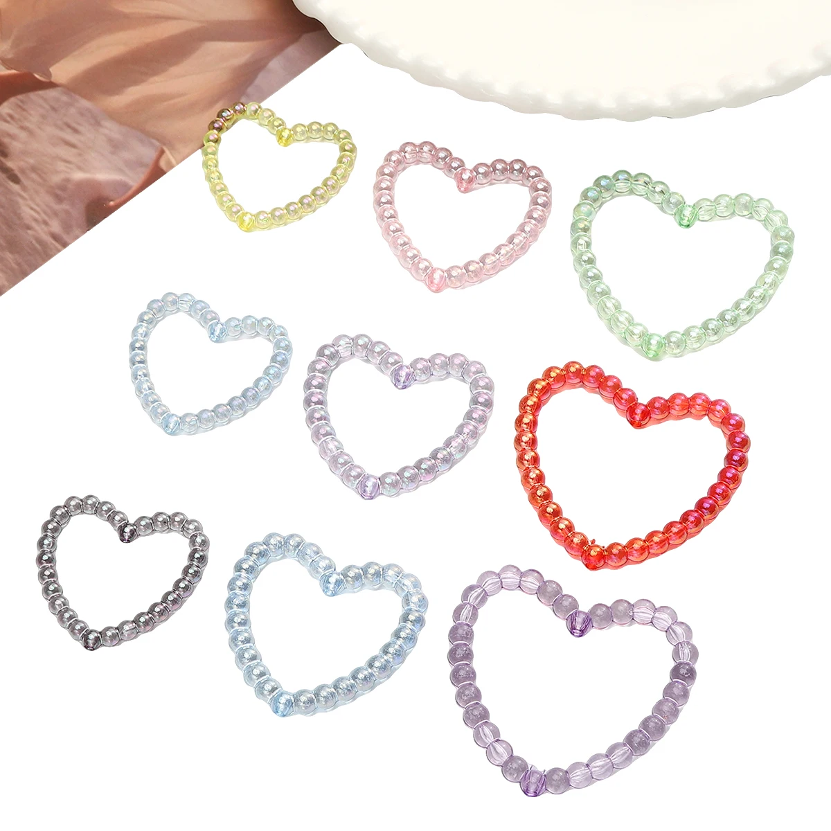 5/10pcs Heart Pendants Acrylic Hollow Decorative Beads For Jewelry Making DIY Necklace Earring Keychains ﻿Accessories