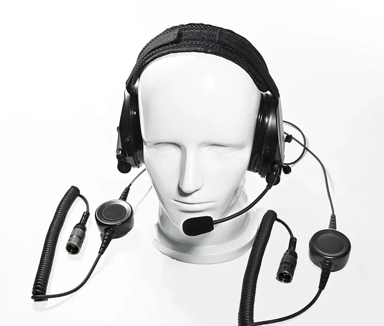 Tactical Hearing Protection Headset With Noise Cancelling Boom For Walkie Talkie