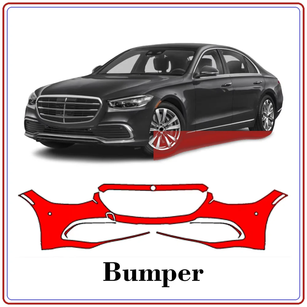 For Mercedes Benz S Class 2021-2025 Precut TPU Paint Protection Film PPF Front Bumper Kit Clear Bra Stone Guard EU UK