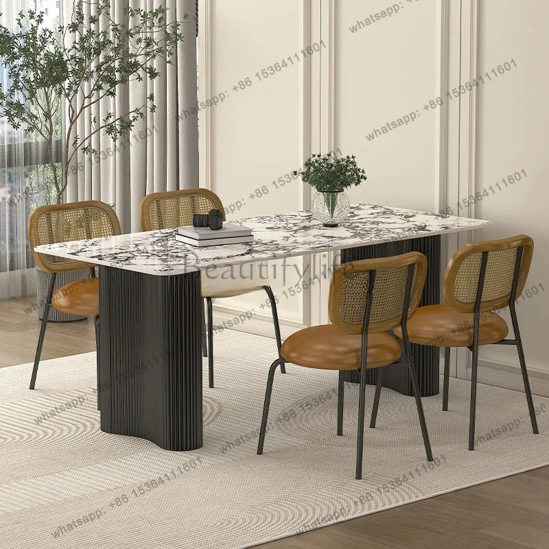 rock slab dining table light luxury simple modern living room high-end dining table home dining room table and chairs