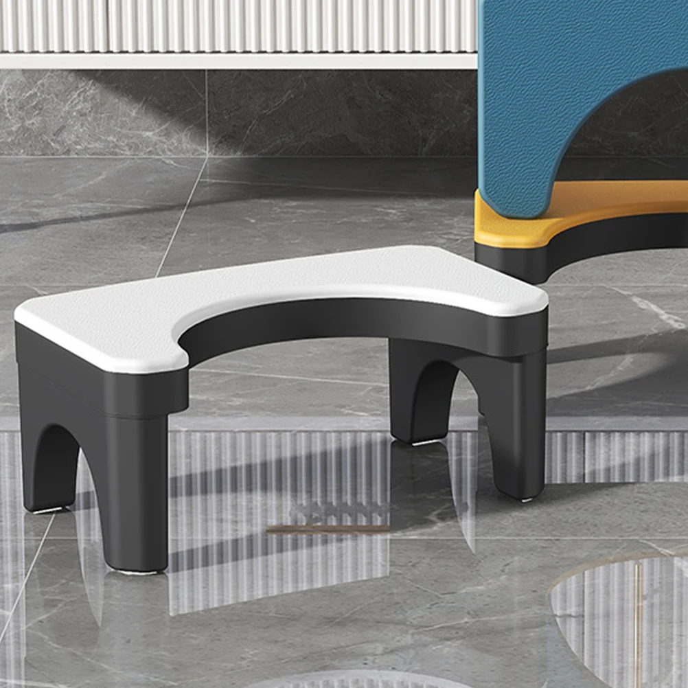

Thickened Footstool for Toilet Rectangle White Black Adult Anti Slip Ergonomic Compact Bathroom Supplies Portable Strong