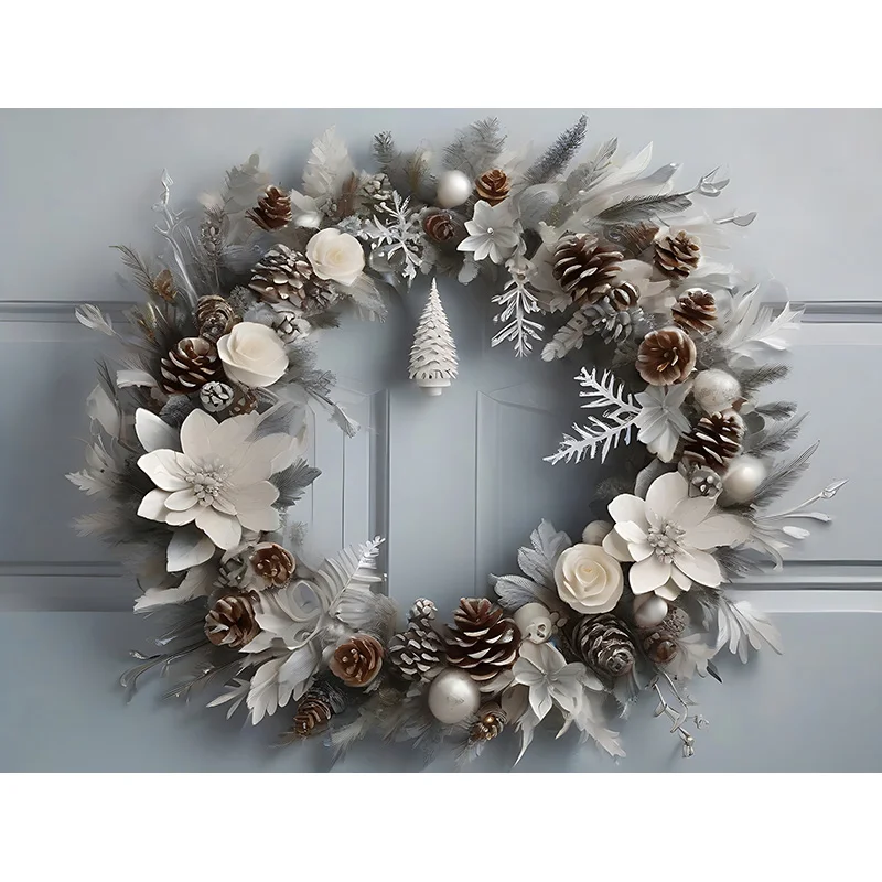 Christmas Day New Year Decoration Photography Backdrops Pinecones Snow Fireplace Xmas Tree Winter Holiday Party Background DT-04