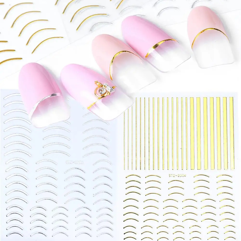 

Nail Art Sticker Gold Colour Geometry Shapes PET Material Long-lasting Nail Art Sticker For Salon ネイルパーツ Nail Decoration Uñas