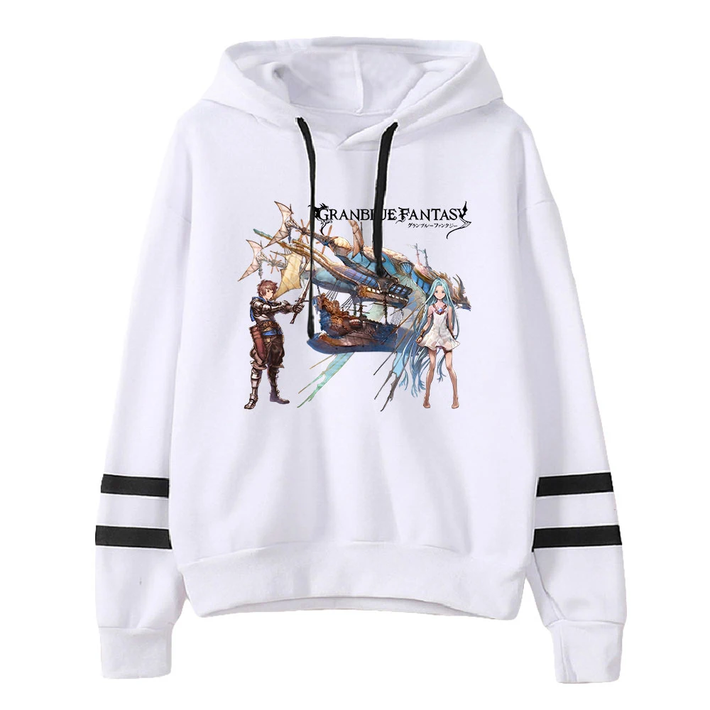 Granblue-Hoodie Unisex Fantasy, Pocketless, Barras Paralelas, Moletons de Manga, Harajuku Streetwear, Homens e Mulheres