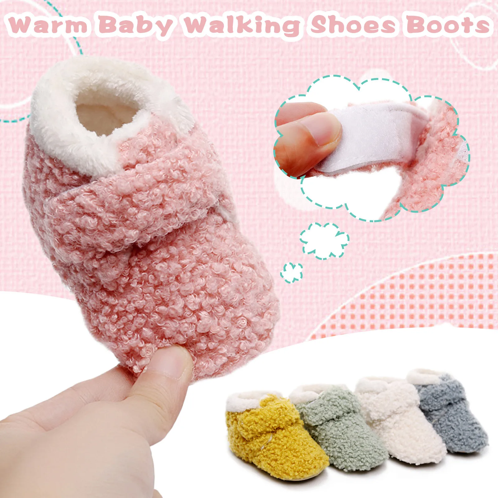 الوليد النعال الأولى أفخم الرضع الثلوج الفتيات أحذية مشوا أحذية ناعمة الفتيان القطن الطفل الدافئة طفل رضيع الأحذية 6-12 شهرا