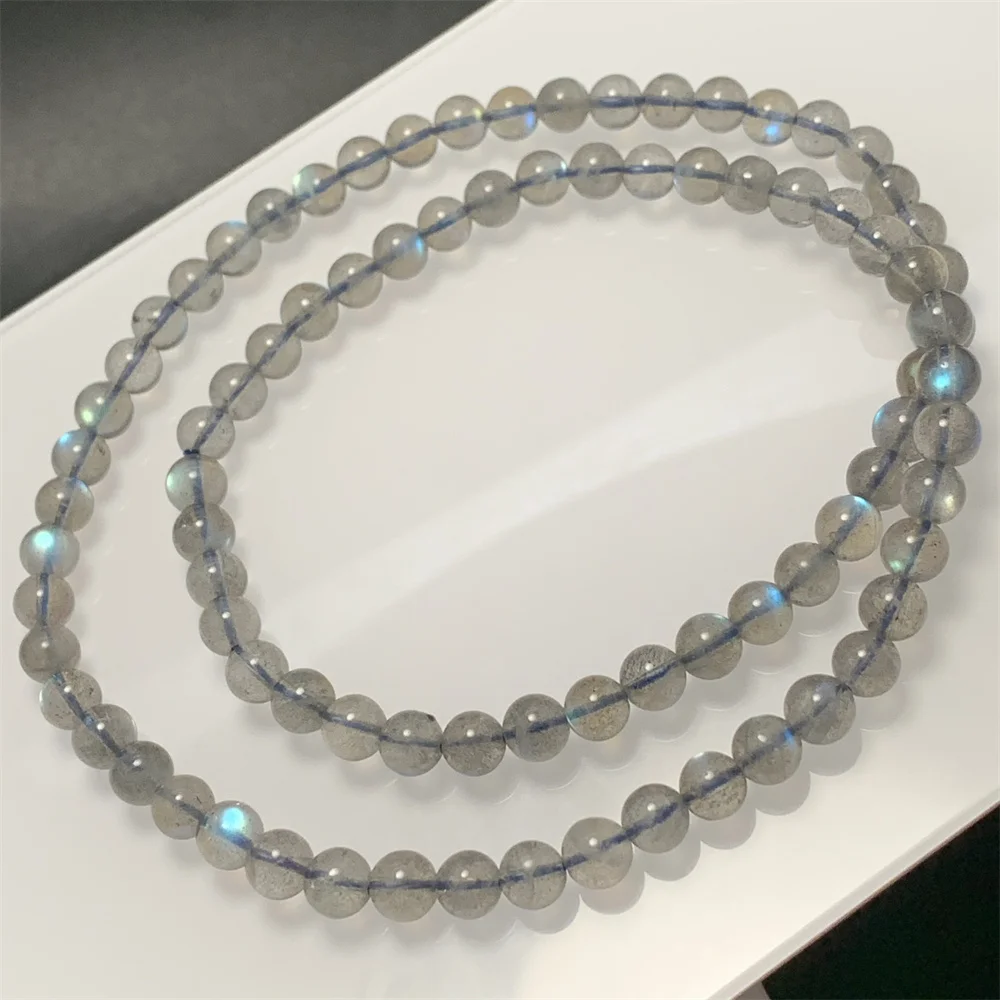 1Piece Natural 3 Strands Dual-use Blue Light Labradorite Bracelets Necklaces Women Transparent Blue Labrador Stones Strands Bead