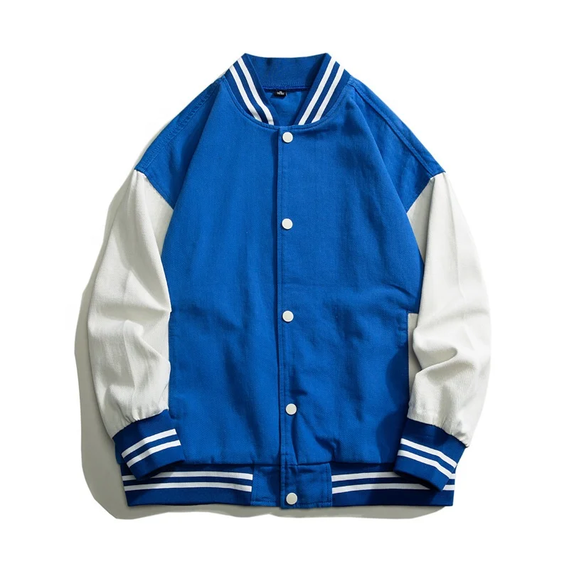 Baseball Uniform Jacket Genderless American Street Solid Color Casual college plus size baseball varsity jacket