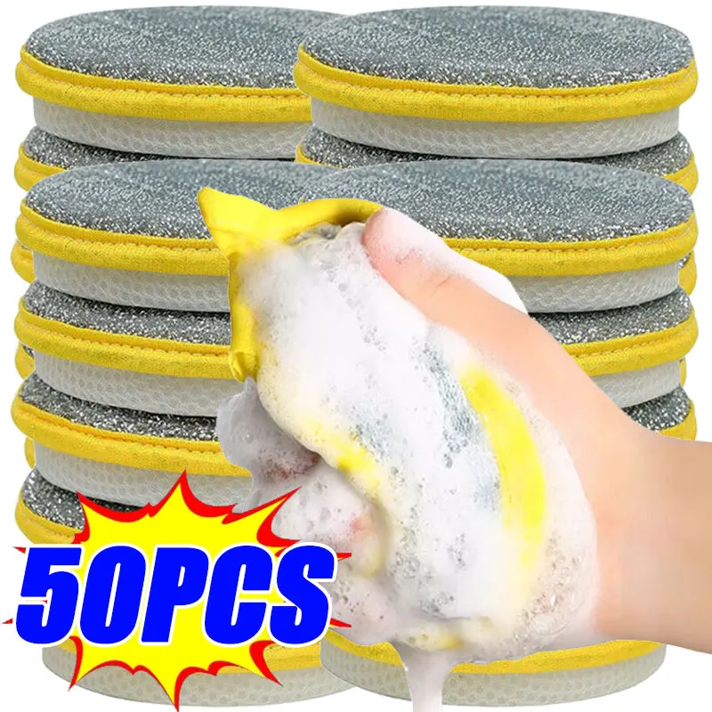 

50/1pcs Dishwashing Sponge Reusable Washable Sponges Double Side Magic Sponge Wash Dishes Useful Things for Kitchen Clean Tools