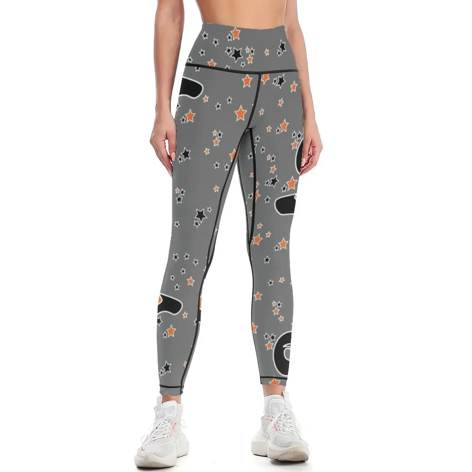 

Starry Witch Hat Pattern on Grey Leggings active wear sport set sport legging Women's sports Womens Leggings