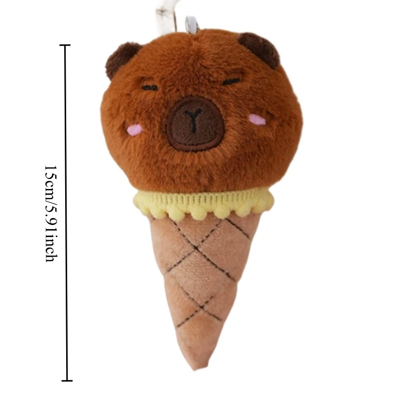 1-12pcs Cute Capybara Plush Keychains Cartoon Anime Capibara Ice Cream Toys  Backpack Small Fluffy Pendant Birthday Party Gift