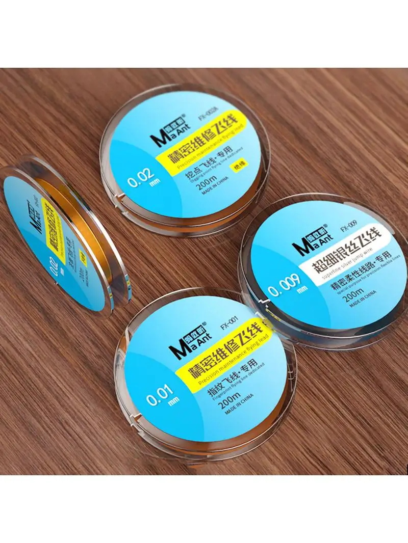 0.009mm 200M Superfine srebrny drut skoku 0.02/0.01mm drut miedziany Ultra Fine Fly Line dla iPhone linii papilarnych płyta główna Chip naprawy — zdjęcie 2