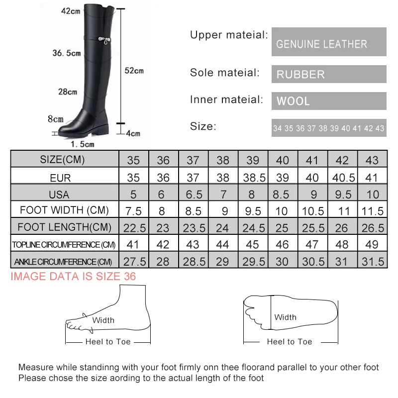 AIYUQI Winter Boots Women Knee High Long Boots Genuine Leather Waterproof Women Thigh High Boots Large size women\'s boots