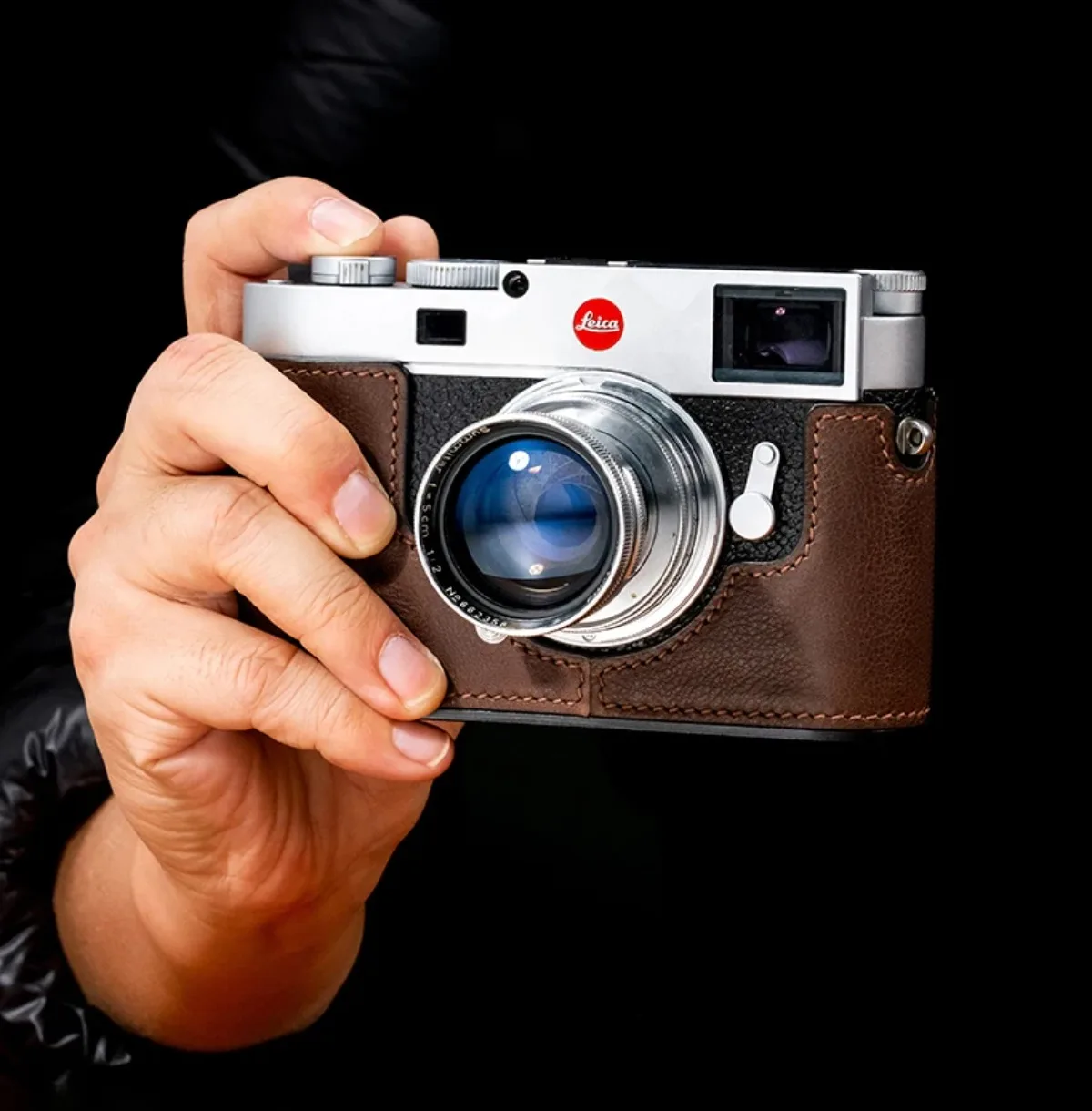 Genuine Real Leather Vintage Camera Bag Protect Case Cover Half Base Grip for Leica M11 M11P Camera Backpack