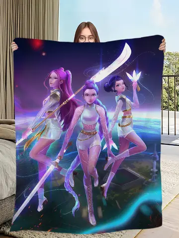 Blanket KPop warm soft Demon plush blanket for sofa living room office bedroom travel Hunters gift Flannel