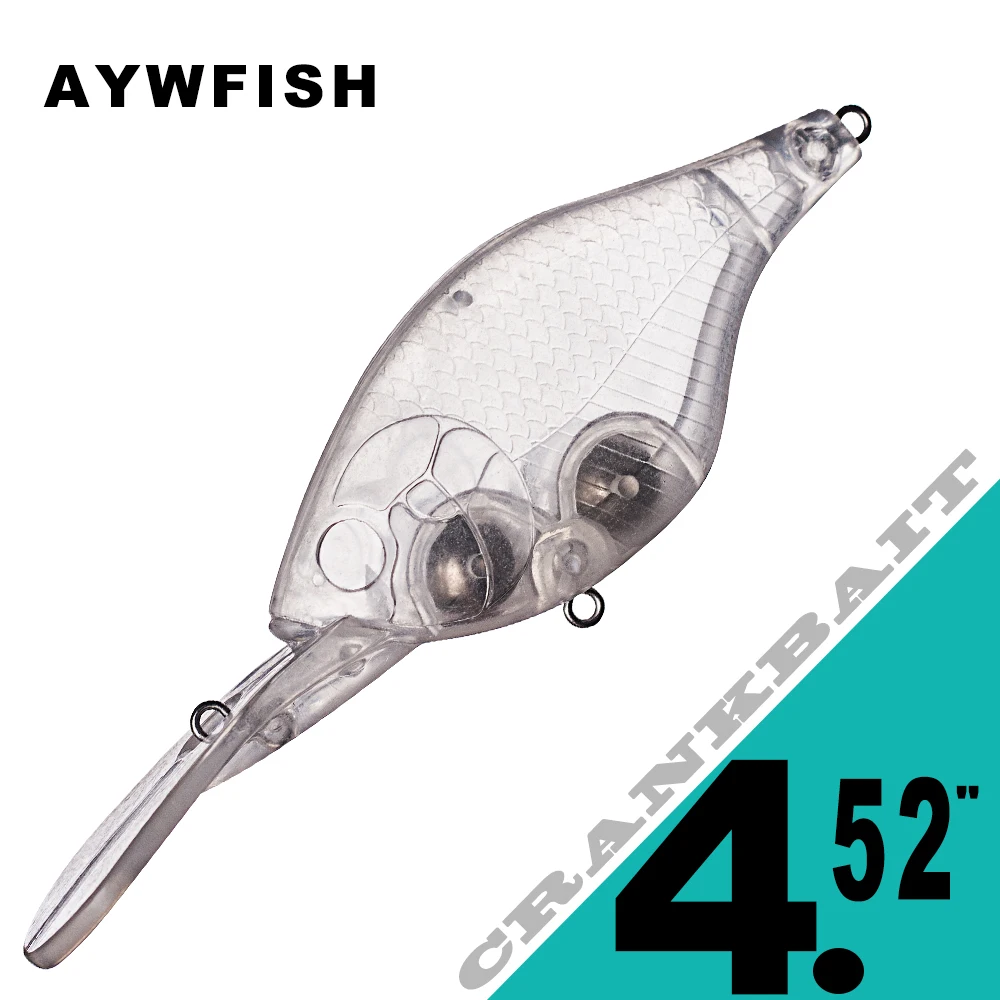 

AYWFISH 5PCS / LOT Floating Deep Crank Bait Artificial Unpainted Crankbait Wobbler Rattle Long Bill Fishing Lures Blanks