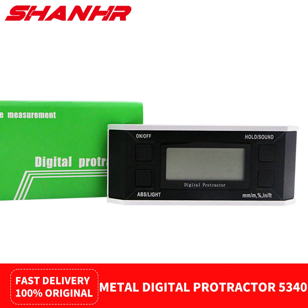 shanhr-360度デジタル分度器傾斜計デジタルレベルデジタル傾斜計マグネット付き照明付き