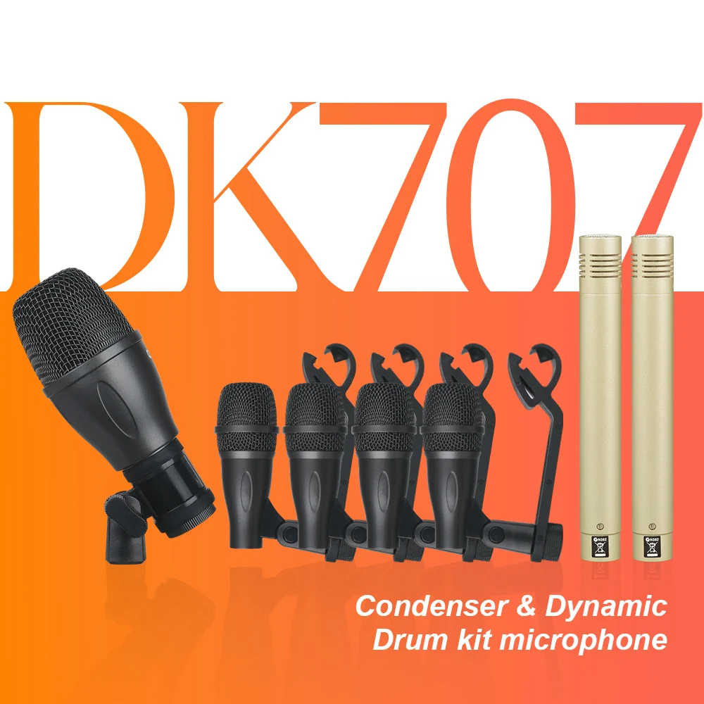 DK707 7-pack drum Microphone for High-Quality Recording Effects for Outdoor Performances and Indoor Recording