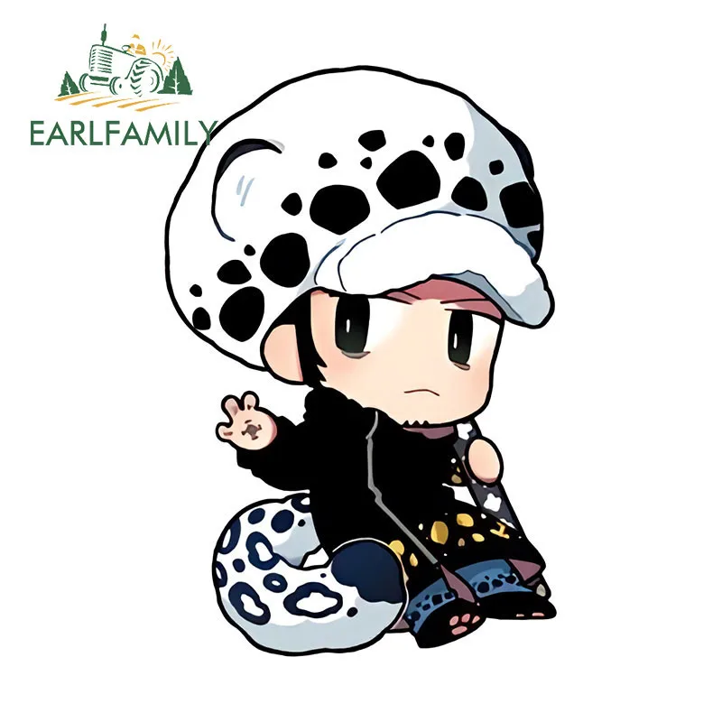 EARLFAMILY 13cm Chibi Anime Characters Zoro Car Sticker Motorcycle Cute Windshield Decals JDM Cartoon Creative Bumper Decor