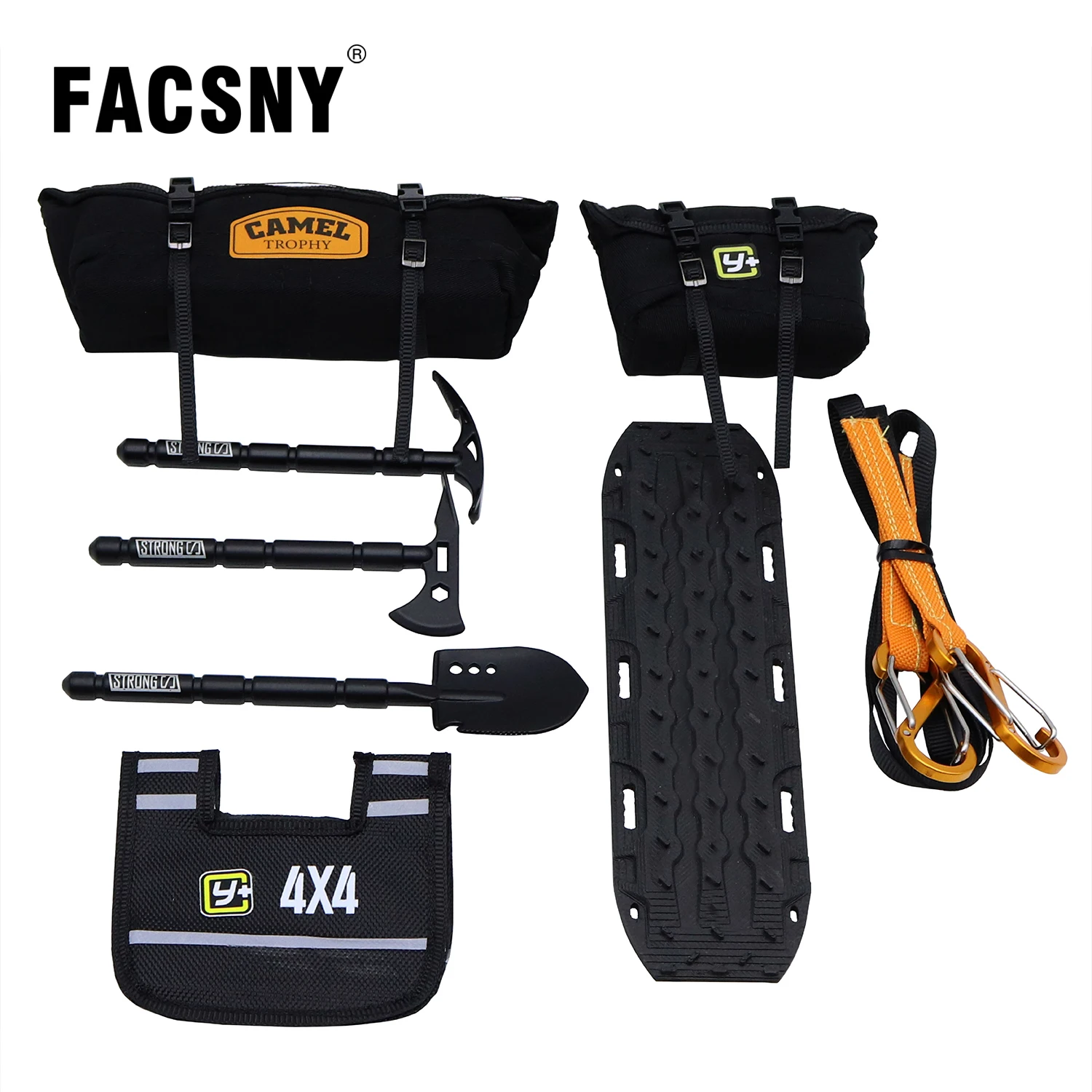 8Pcs RC Simulation Sand Ladder Recovery Board Rescue Rope Shovel Roof Travel Bag Cable Flag For 1/10 RC Crawler Car Trx4 Scx10