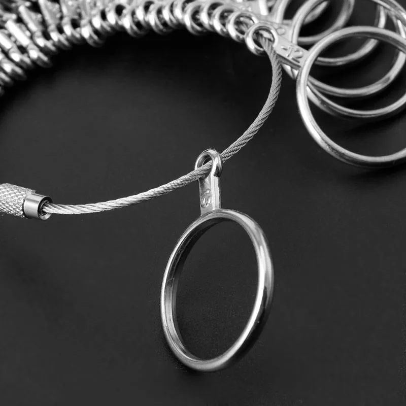 Ring Sizer Measuring Tool Measure Finger Rings Sizing Set Metal Ring Mandrel Gauge US Size 1-13 Jewelry Tools Drop Shipping
