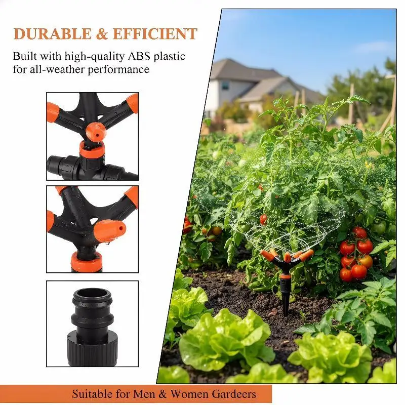 Garden Lawn Sprinkler Nozzle 360 Degree Rotating Head Automatic Water Spray Long Lasting for Outdoor Irrigation