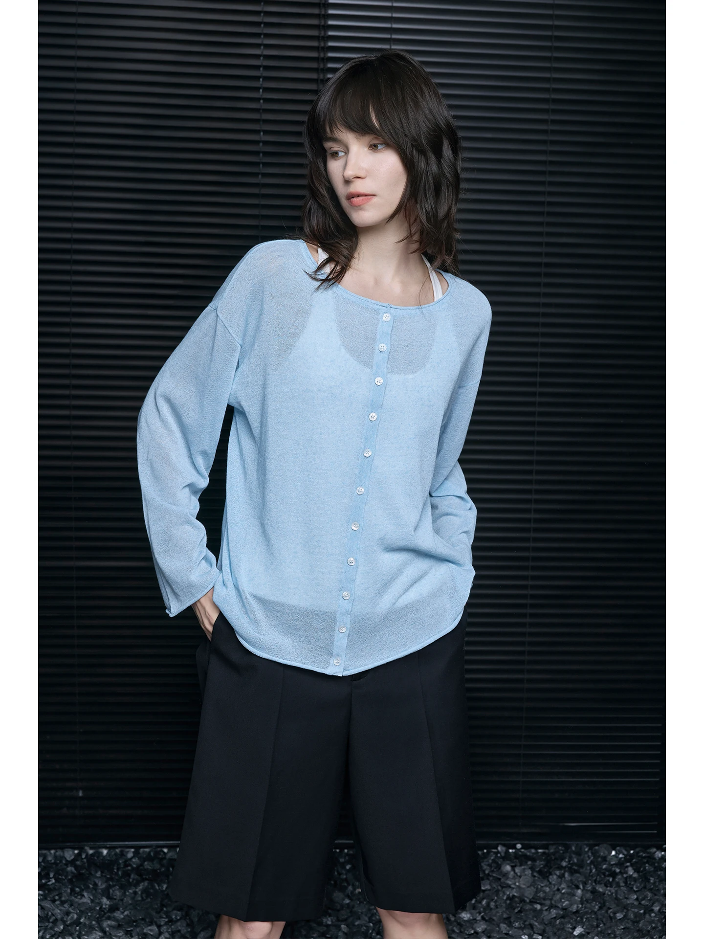 

Unique Faionable Blue Snowflake Knitted Open Cardigan Women's Spring 2026 New Sle Two-Way Wear Super Beautiful Street S...