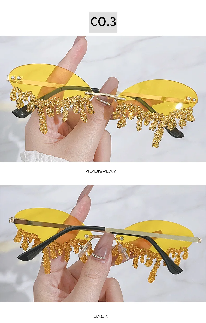 Neue diamantbesetzte Sonnenbrille, klassische Devil's Tears, handgefertigte Flash Diamond Luxus-Glitzer-Sonnenbrille – Detail 8