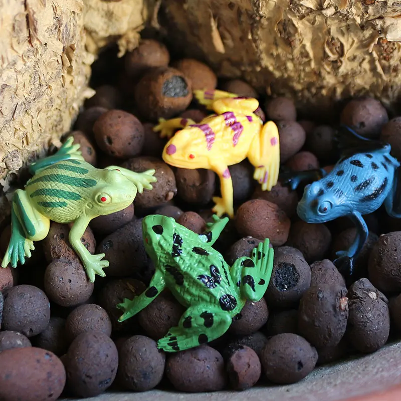 12pcs Mini Frogs,1 Grass and 1 stone Toy Set Small Realistic Frog Toy Decorations Frogs Rain Forest Lifelike Art Lawn decoration