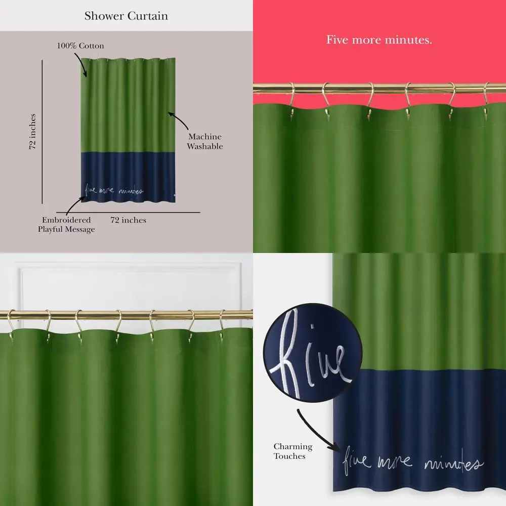 

Cotton Blue & Green Shower Curtain, 72 x 72, Machine Washable, 100% Cotton